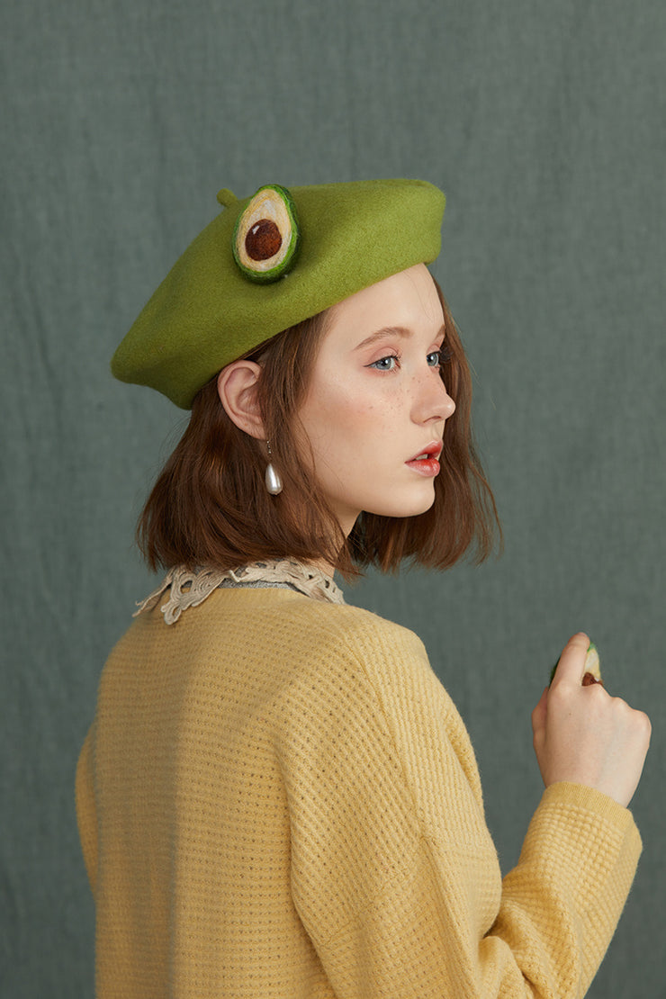 Autumn and winter wool felt beret bizarre fruit hat
