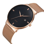 Ultra-thin diamond scale simple business men's sports quartz mesh with waterproof watch